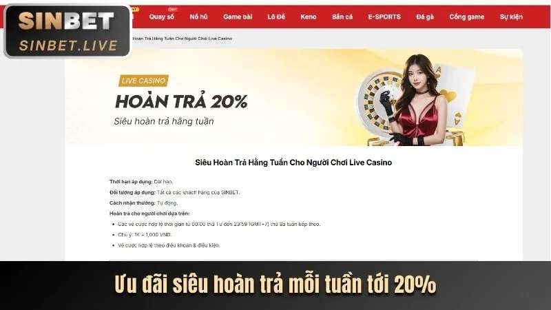 Chương trình hoàn trả cược thể thao hàng tuần
